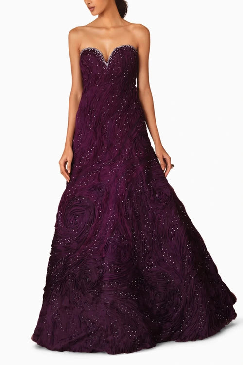 Purple Ombre Textured Gown