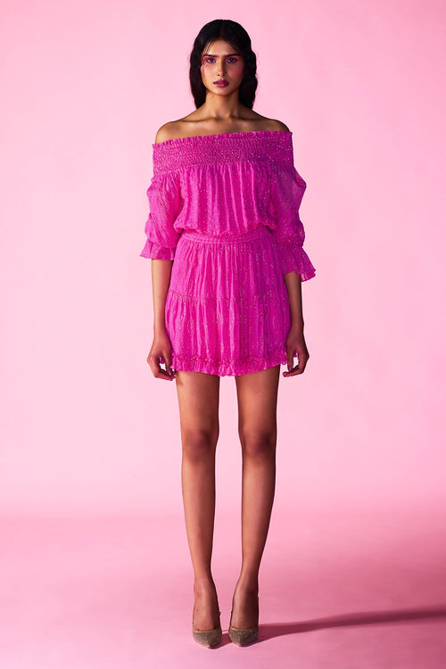 Agapi Pink Off Shoulder Dress
