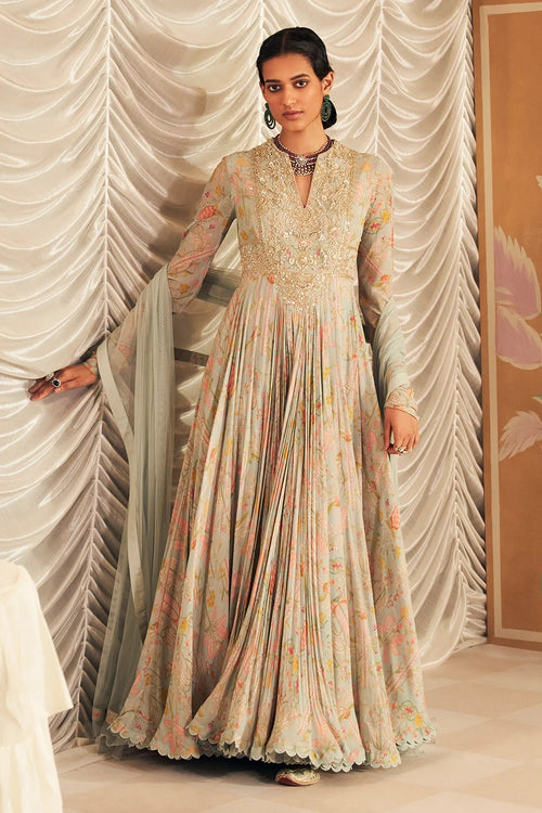 Fankaar Powder Blue Anarkali Set