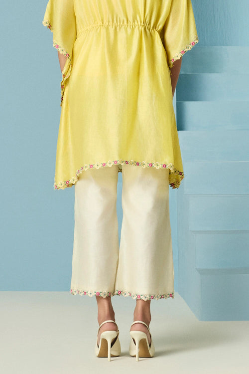 Ivory Embroidered Straight Pants