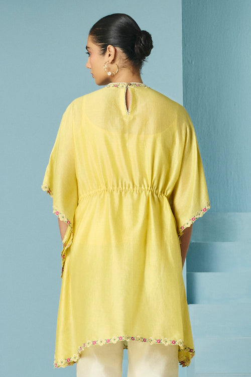 Butter Yellow Embroidered Kaftan