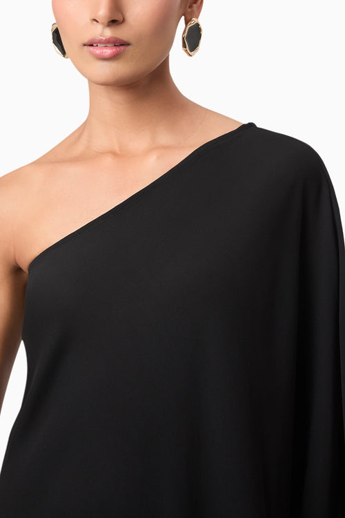 Black Mara One Shoulder Asymmetric Top