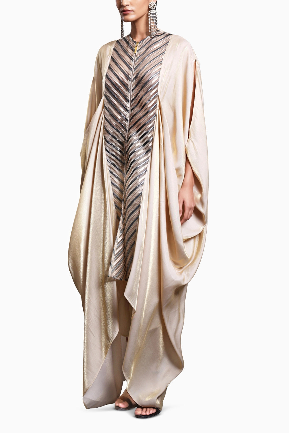 CF Ivory Pleated Drape Kaftan