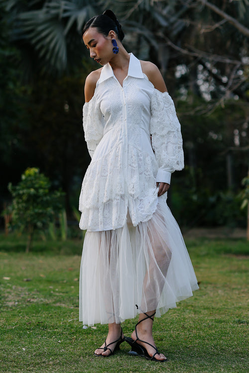 Wavelet Lace Flowy Dress