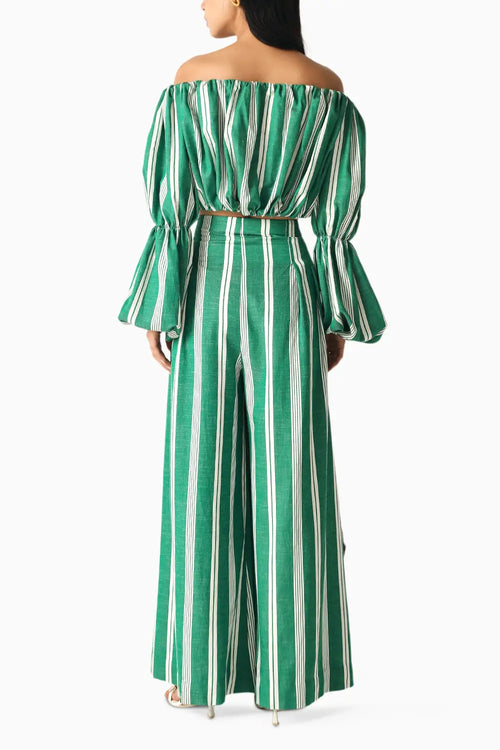 Willow Green-White Stripes Co-ord Set