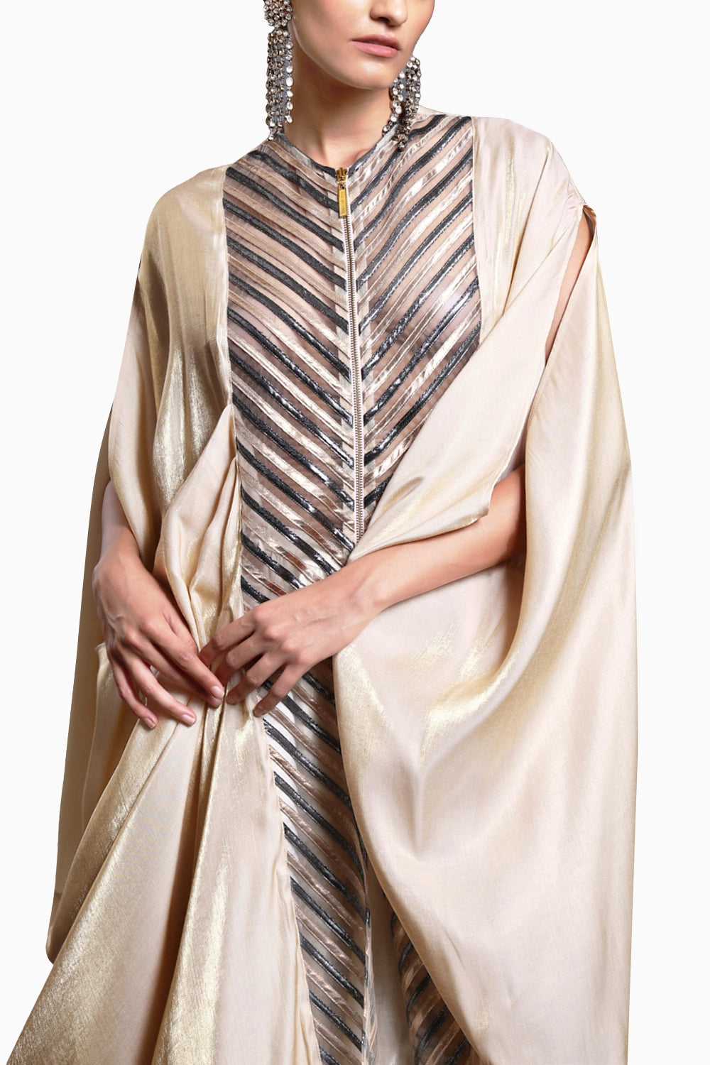 CF Ivory Pleated Drape Kaftan