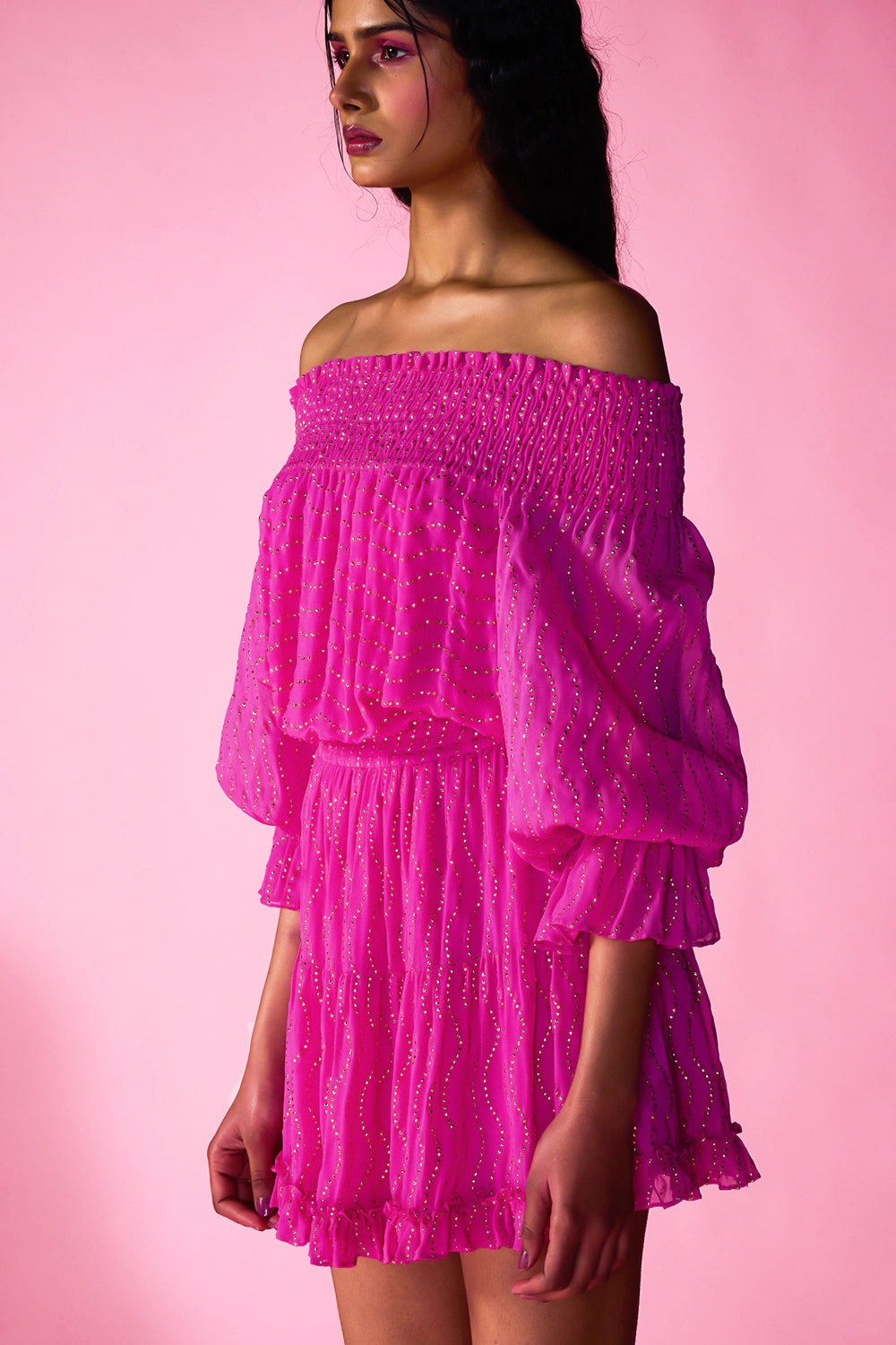 Agapi Pink Off Shoulder Dress