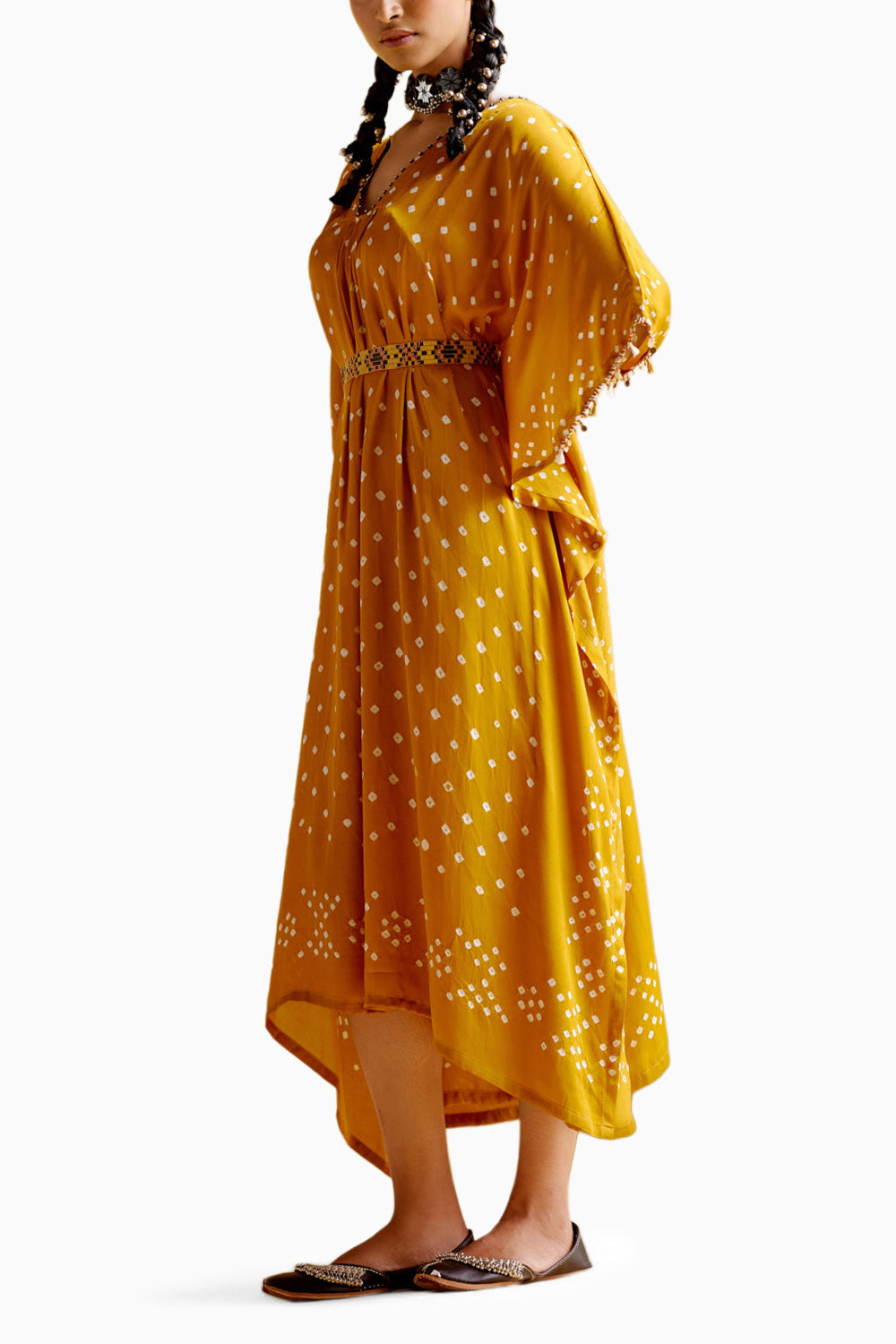 Annika Mustard Bandhini Kaftan