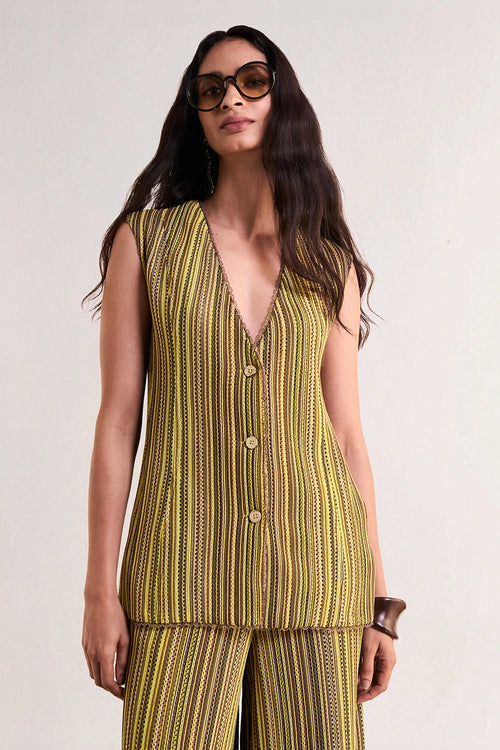 Scalloped Crochet Knit Waistcoat