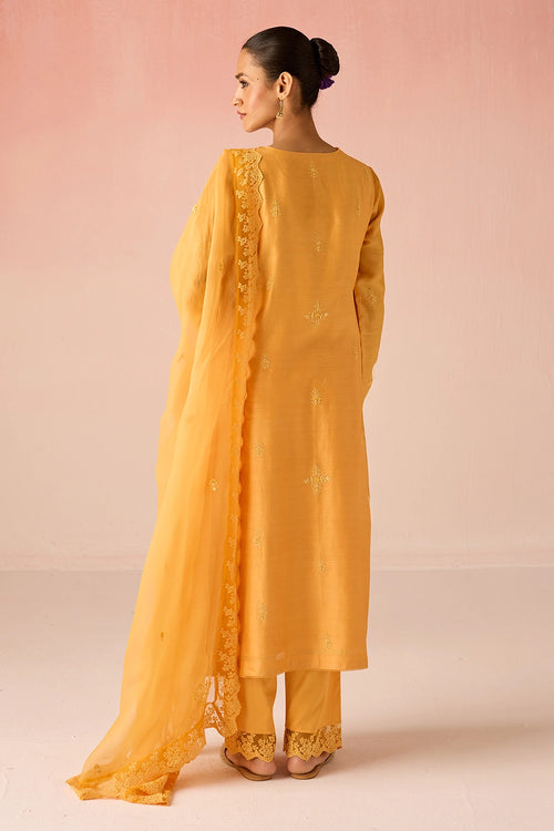 Orange Glow Bahaara Long Kurta Set