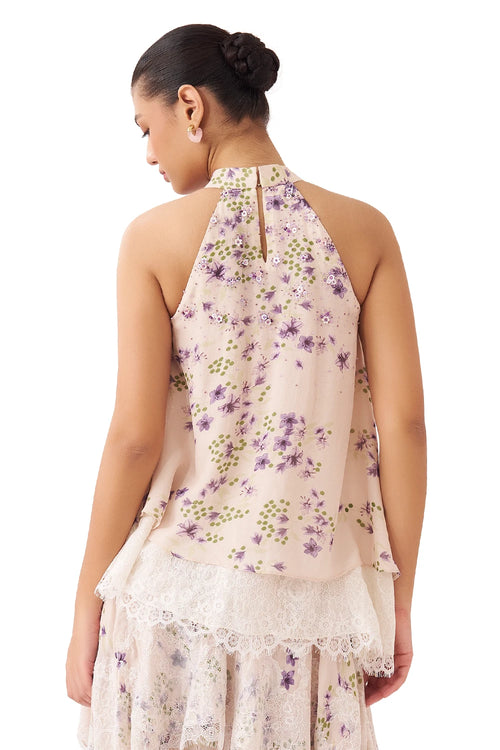Inflorescence Printed Lavender Top