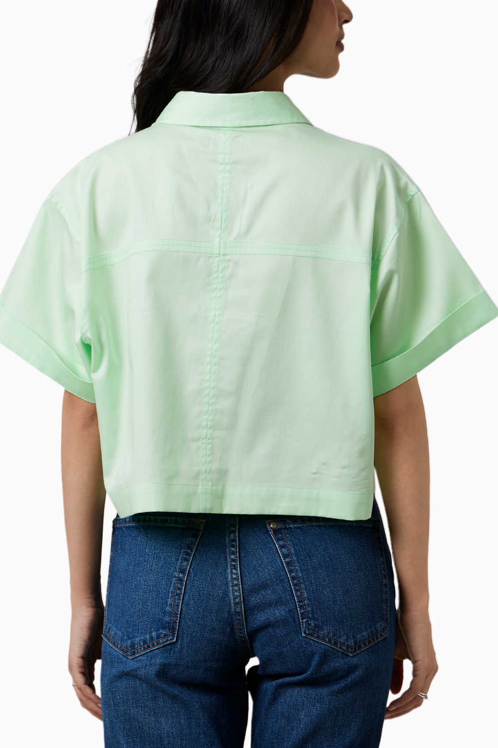 Lime Crop Shirt with Swarovski Studs