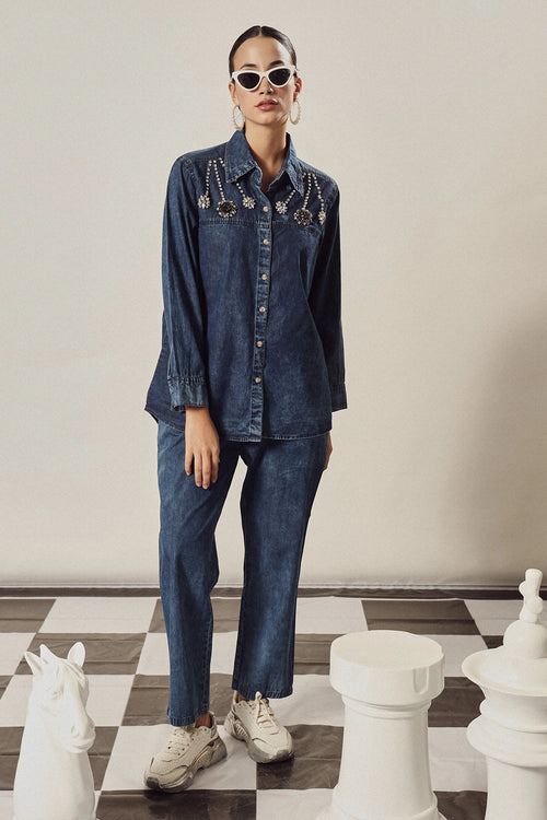 Daryl Denim Bejeweled Co-ord Set