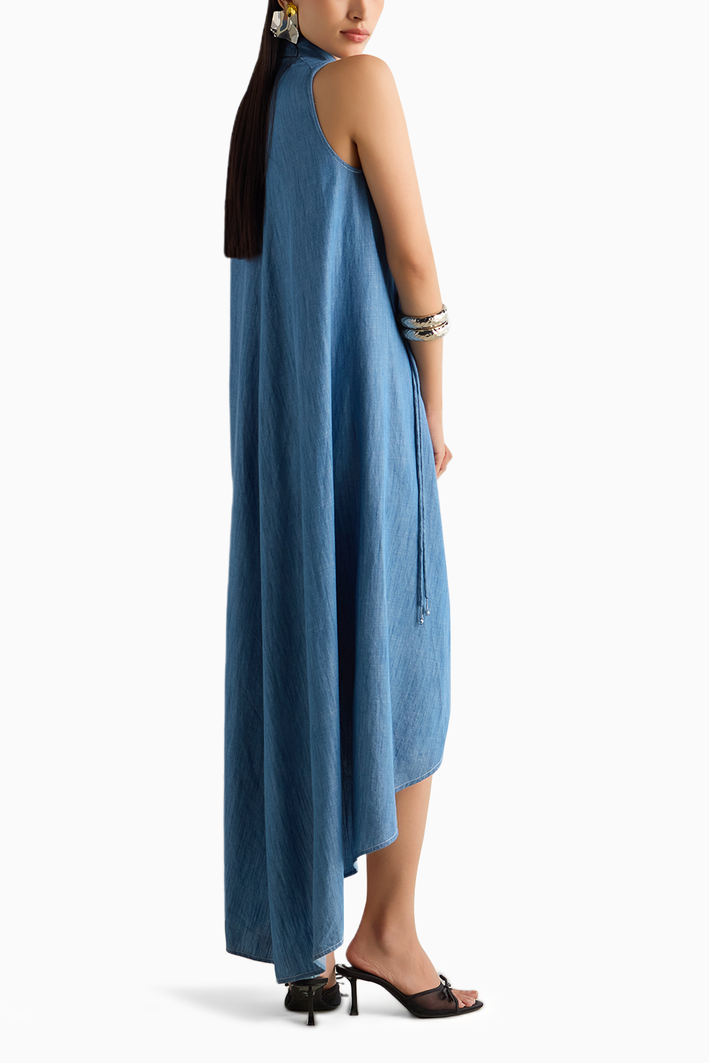 Washed Denim High Low Dress