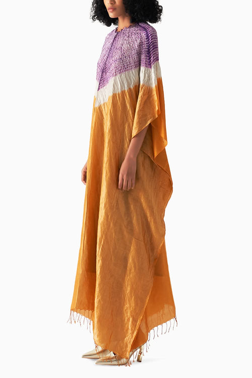 Purple Yellow Metallic Triangle Kaftan