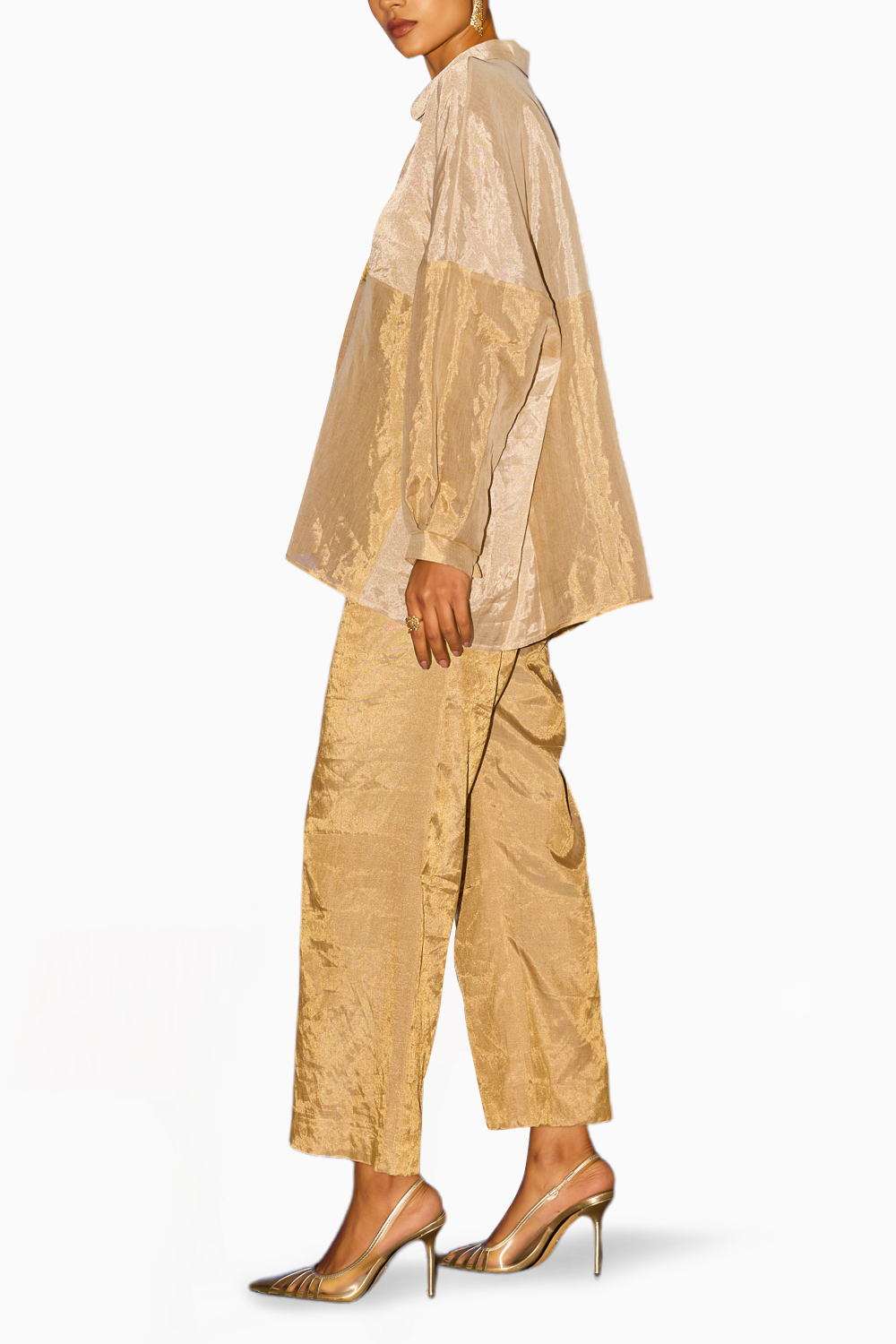 Gold Patchwork Oversized Shirt and Pants