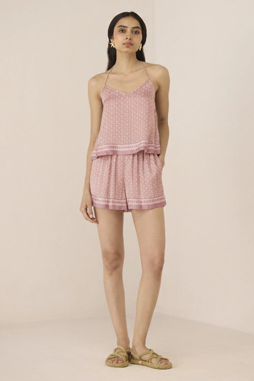Willow Lattice Blush Top with Shorts Set