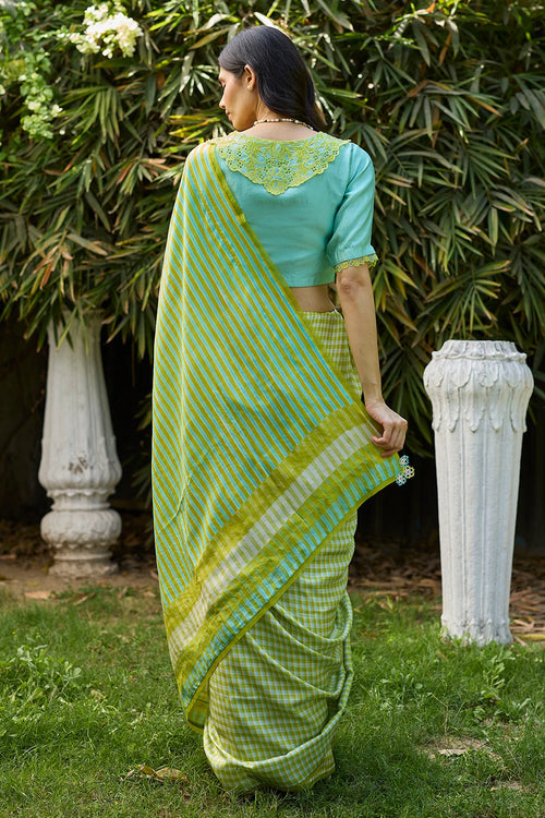 Crossroads Lime Saree With Blouse