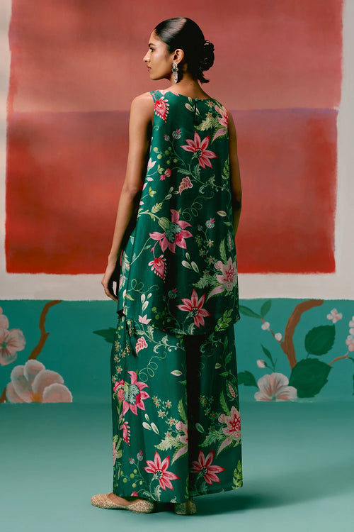 Green Chintz Sleeveless Kurta Set