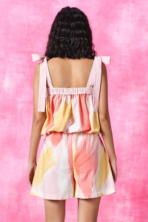 Blush Pop Cropped Top And Shorts Set