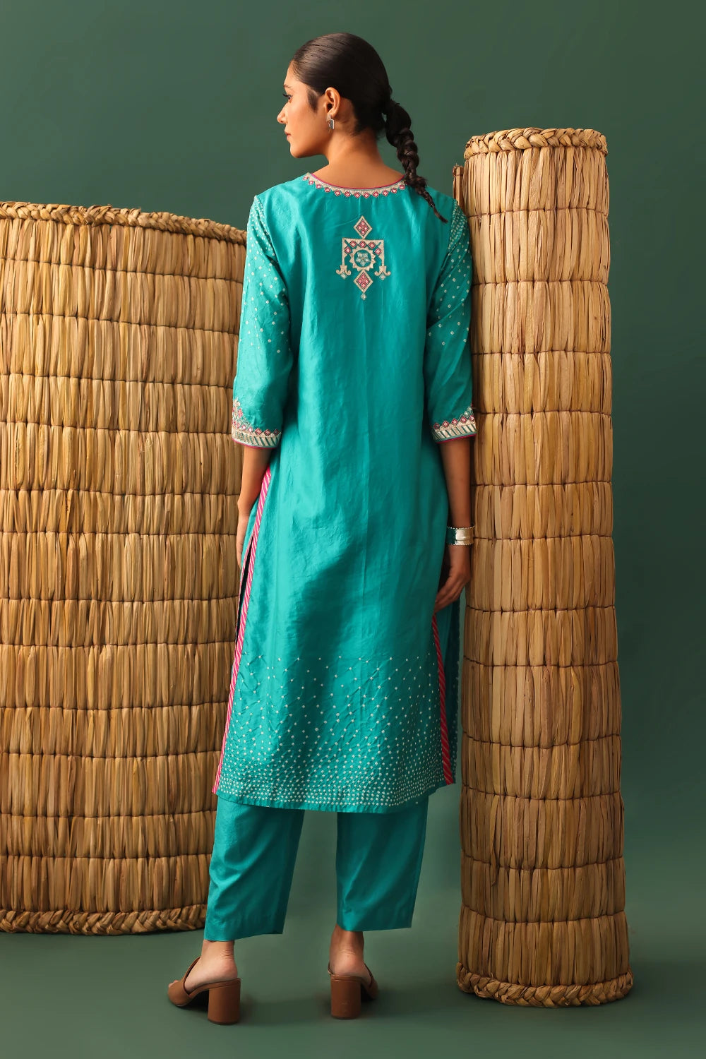 Blue Bandhani Hand Cut Gota Suit Set