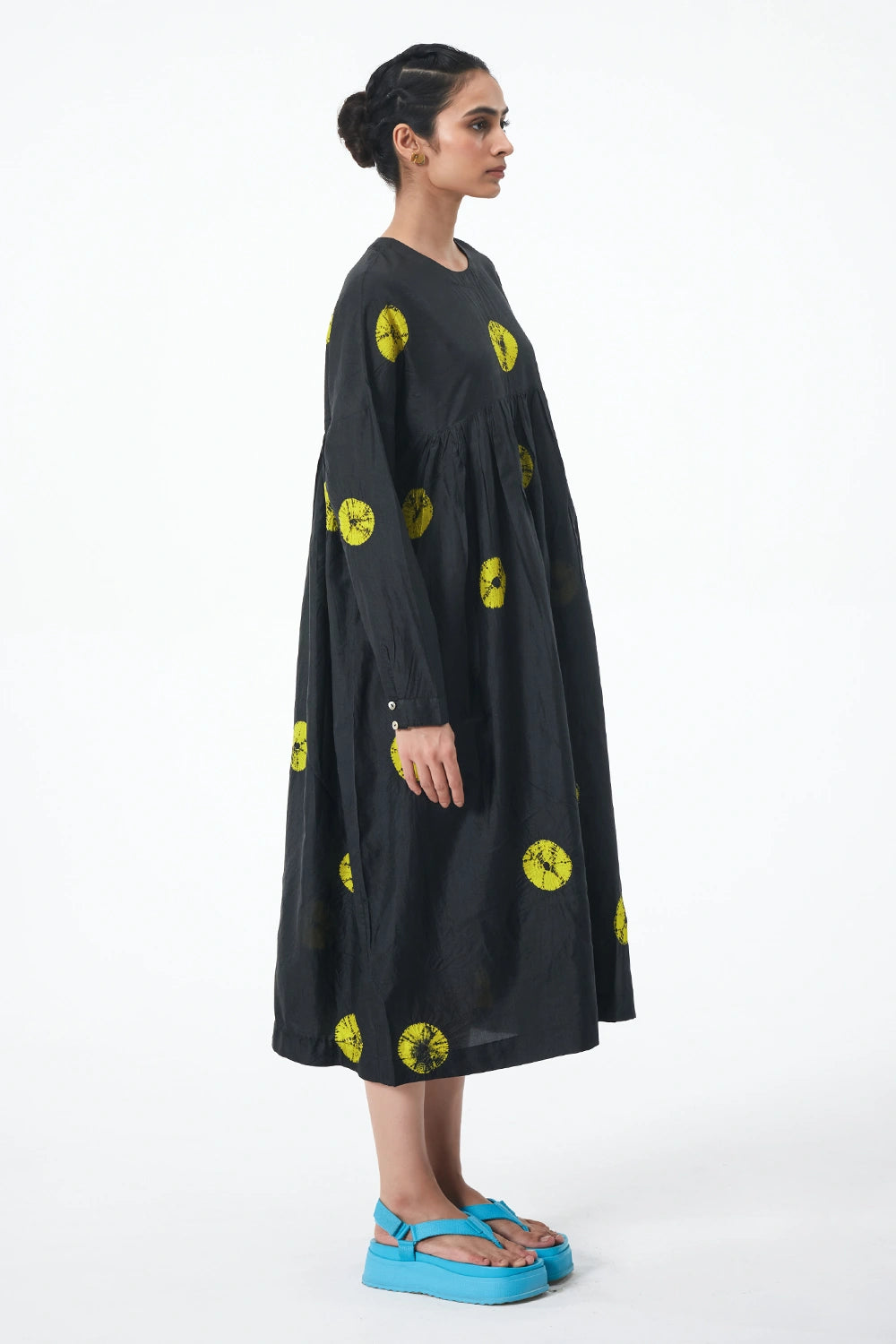 Black Lime Polka Dress