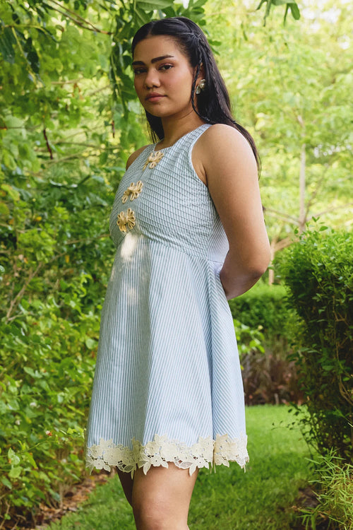 Green Stripe Fern Dress
