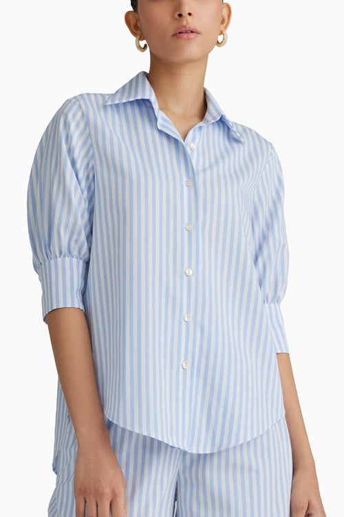 Blue Striped Short Sleeved Shirt