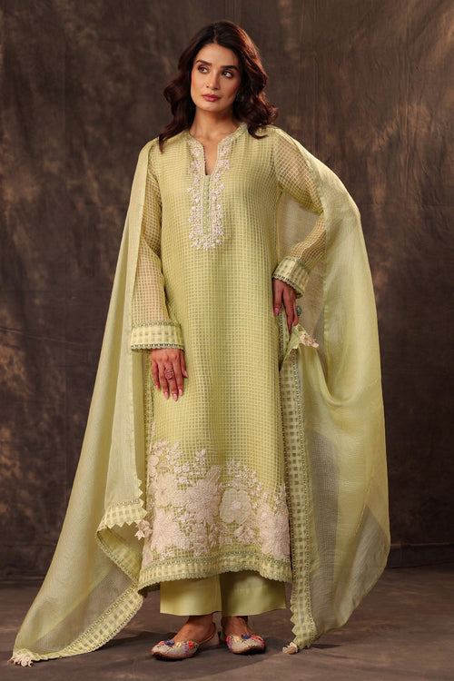 Vaayu Green Straight Long Kurta Set