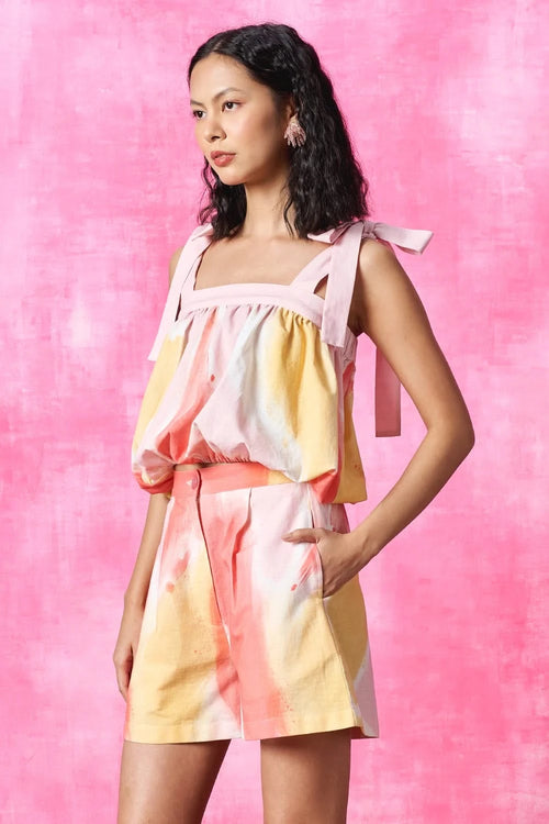 Blush Pop Cropped Top And Shorts Set