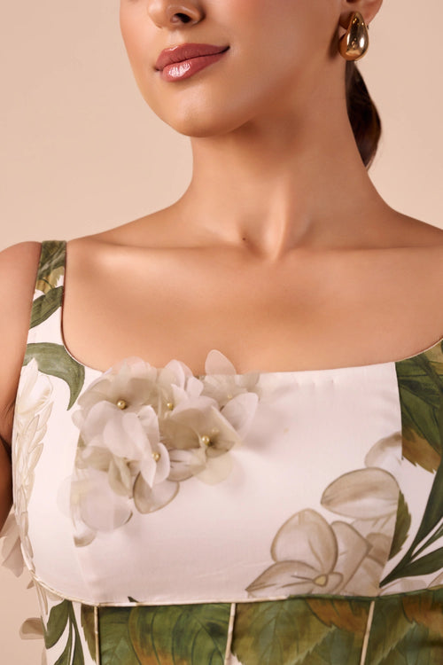 Light Hue Hydrangea Midi Dress