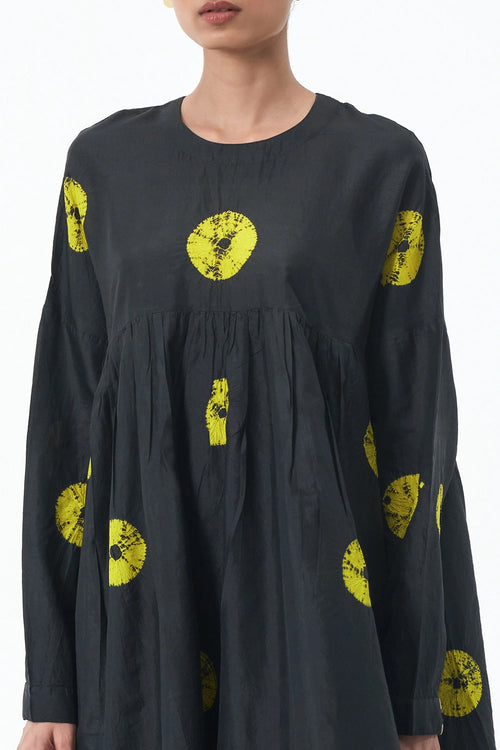 Black Lime Polka Dress