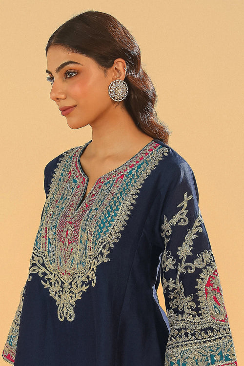 Mohsina Deep Blue Chauga with Salwar