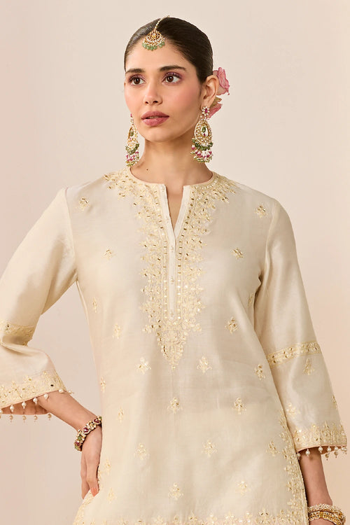 Rehma Daisy Ivory Short Kurta with Sharara and Dupatta