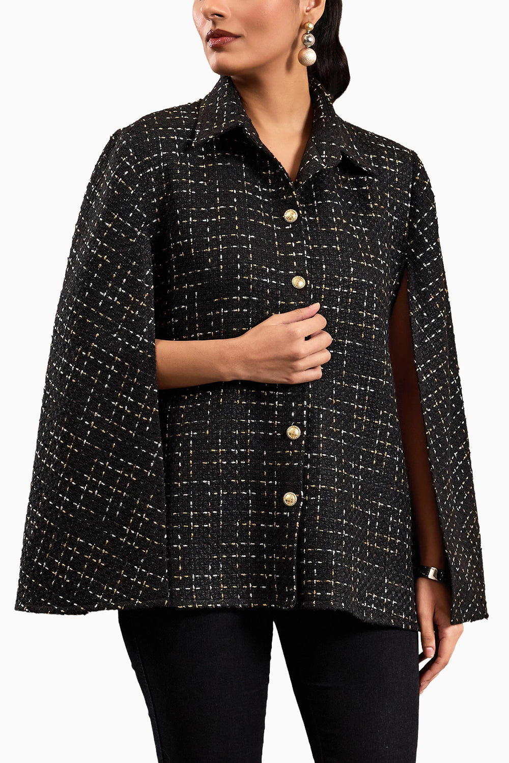 Glided Tweed Cape