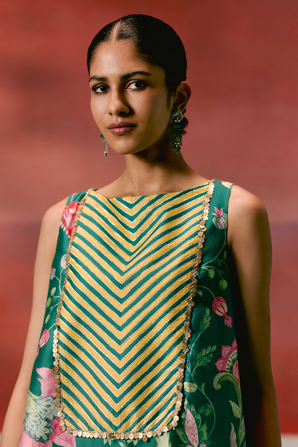 Green Chintz Sleeveless Kurta Set
