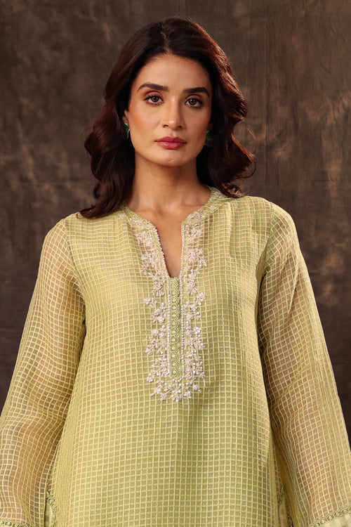 Vaayu Green Straight Long Kurta Set