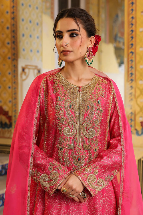 Ahista Pink Printed Pheran Short Kurta Set With Dupatta