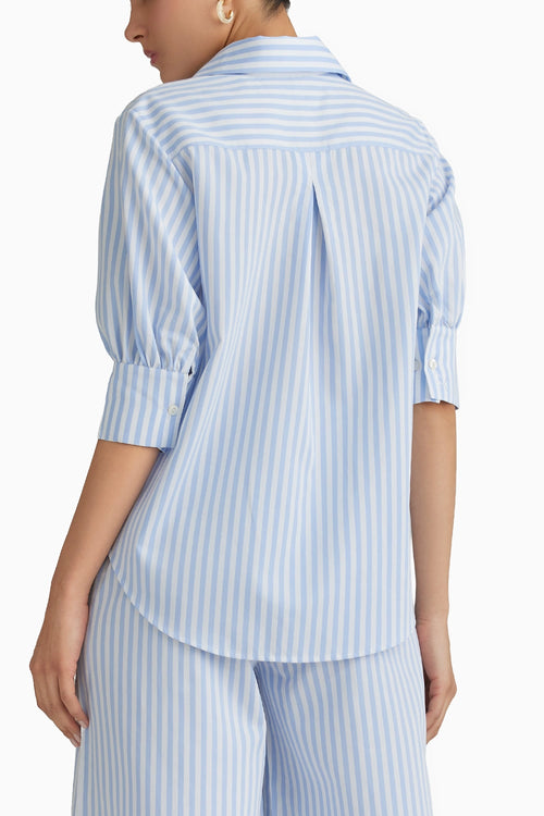 Blue Striped Short Sleeved Shirt
