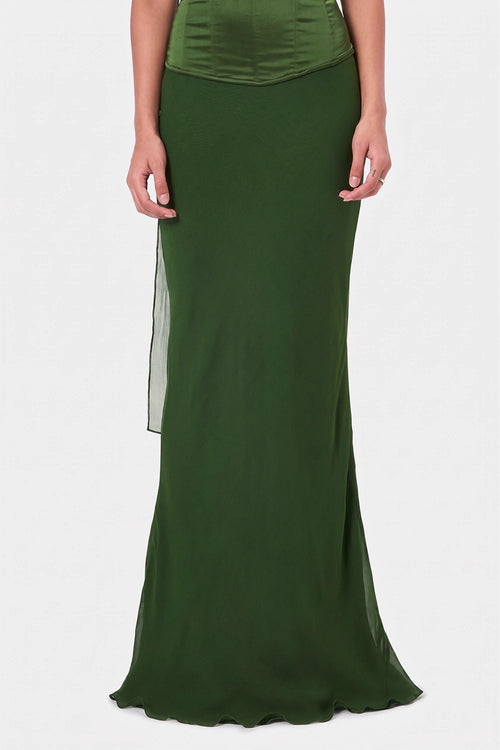 Emerald Bias Cut Maxi Skirt