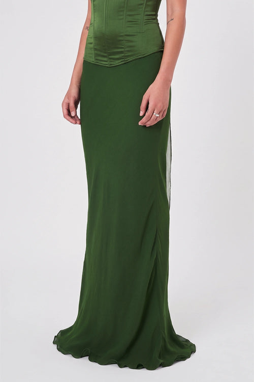 Emerald Bias Cut Maxi Skirt