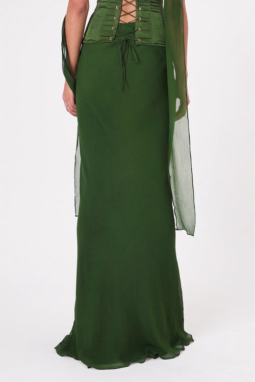Emerald Bias Cut Maxi Skirt