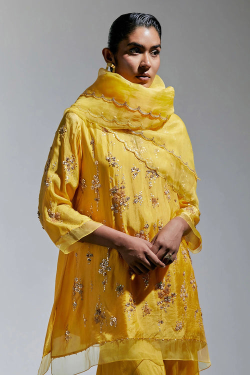 Amber Scalloped Organza Dupatta
