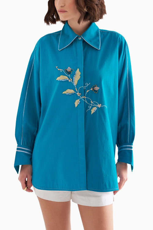 Turquoise Roseate Shirt