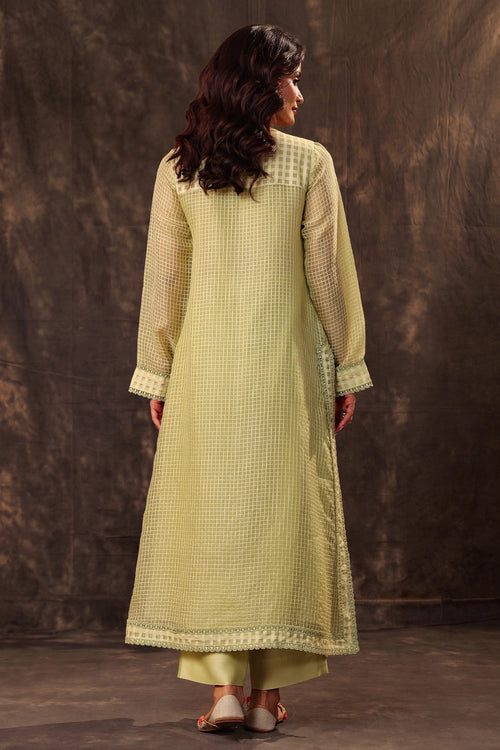 Vaayu Green Straight Long Kurta Set