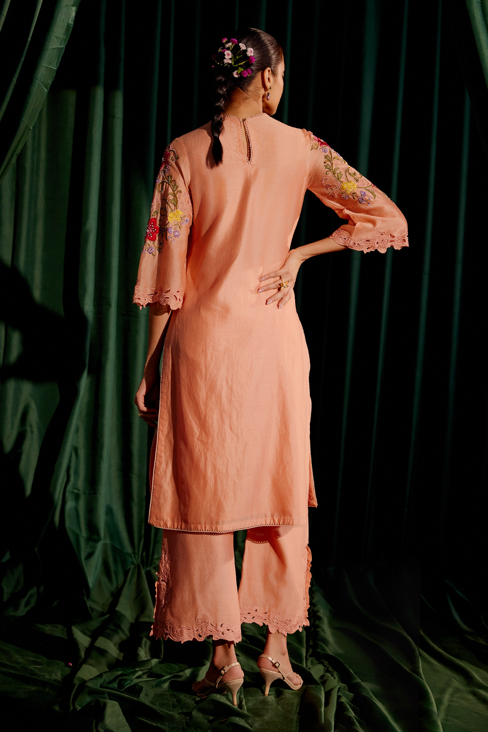 Apricot Multicolor Floral Kurta Set