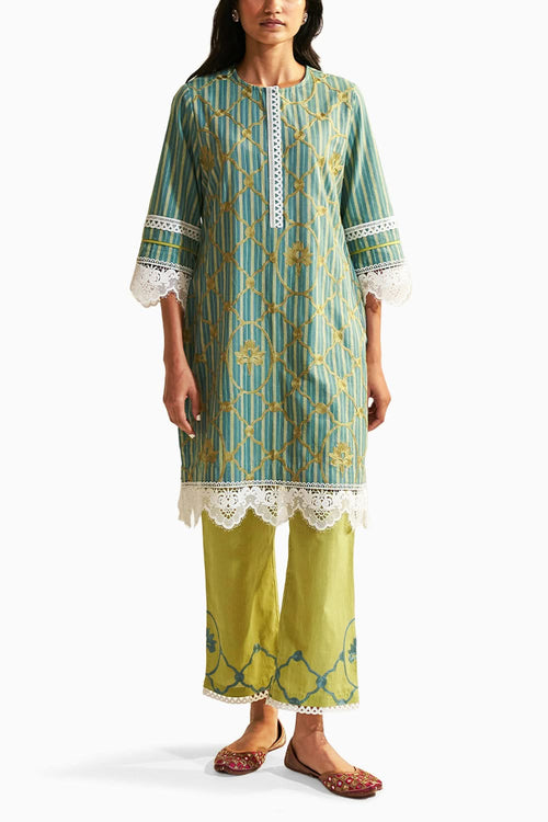 Green Panna Kurta Set