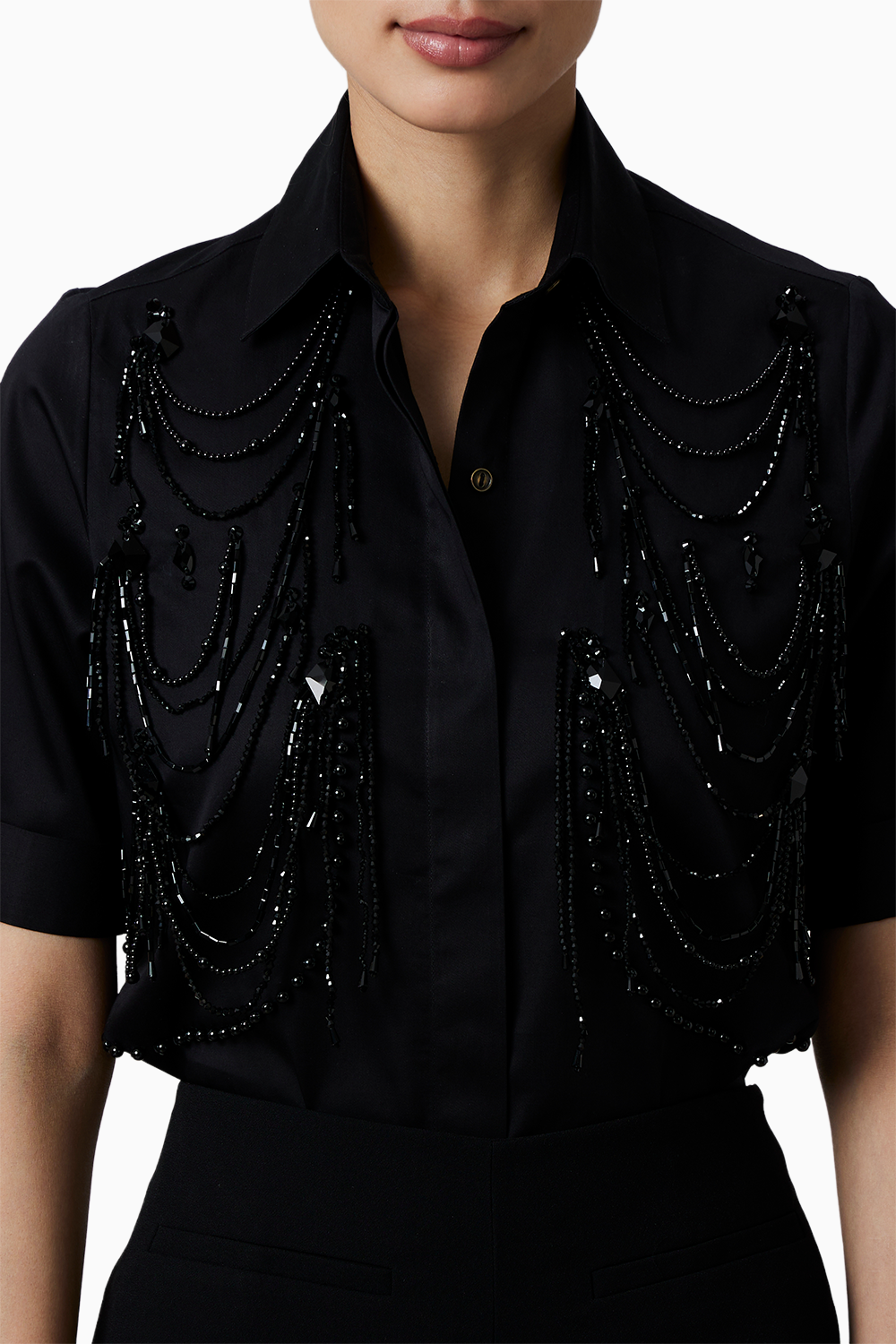 Black Fringe Pannel Shirt