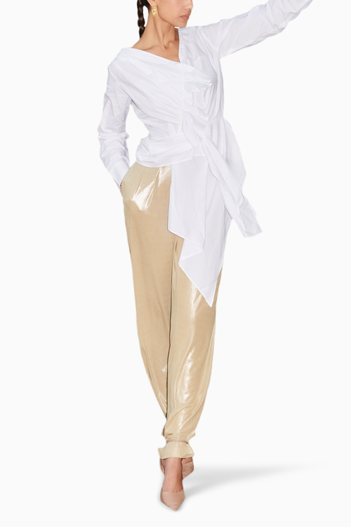 Asymmetrical Draped Top With Pants