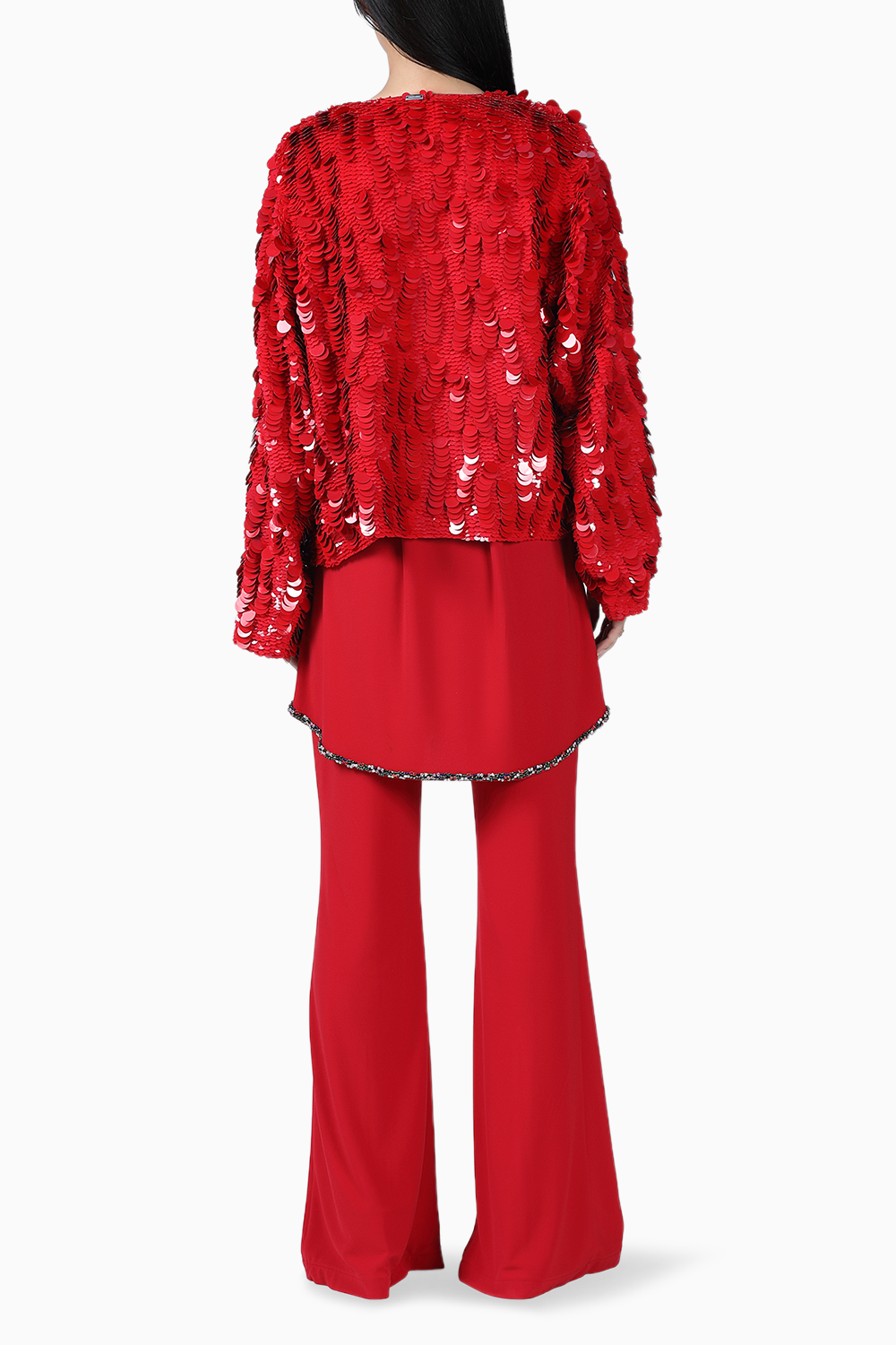 Red Sequins Leela Jacket Set